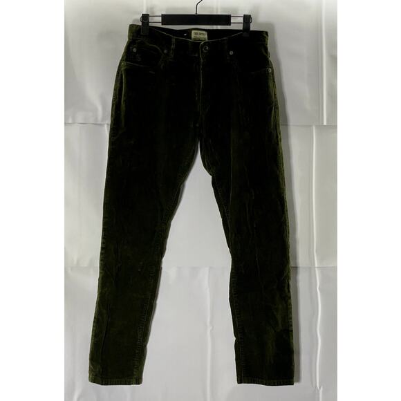TODD SNYDER Men's Dark Green Slim-Fit Five-Pocket Stretch Corduroy Pant SZ 29X30